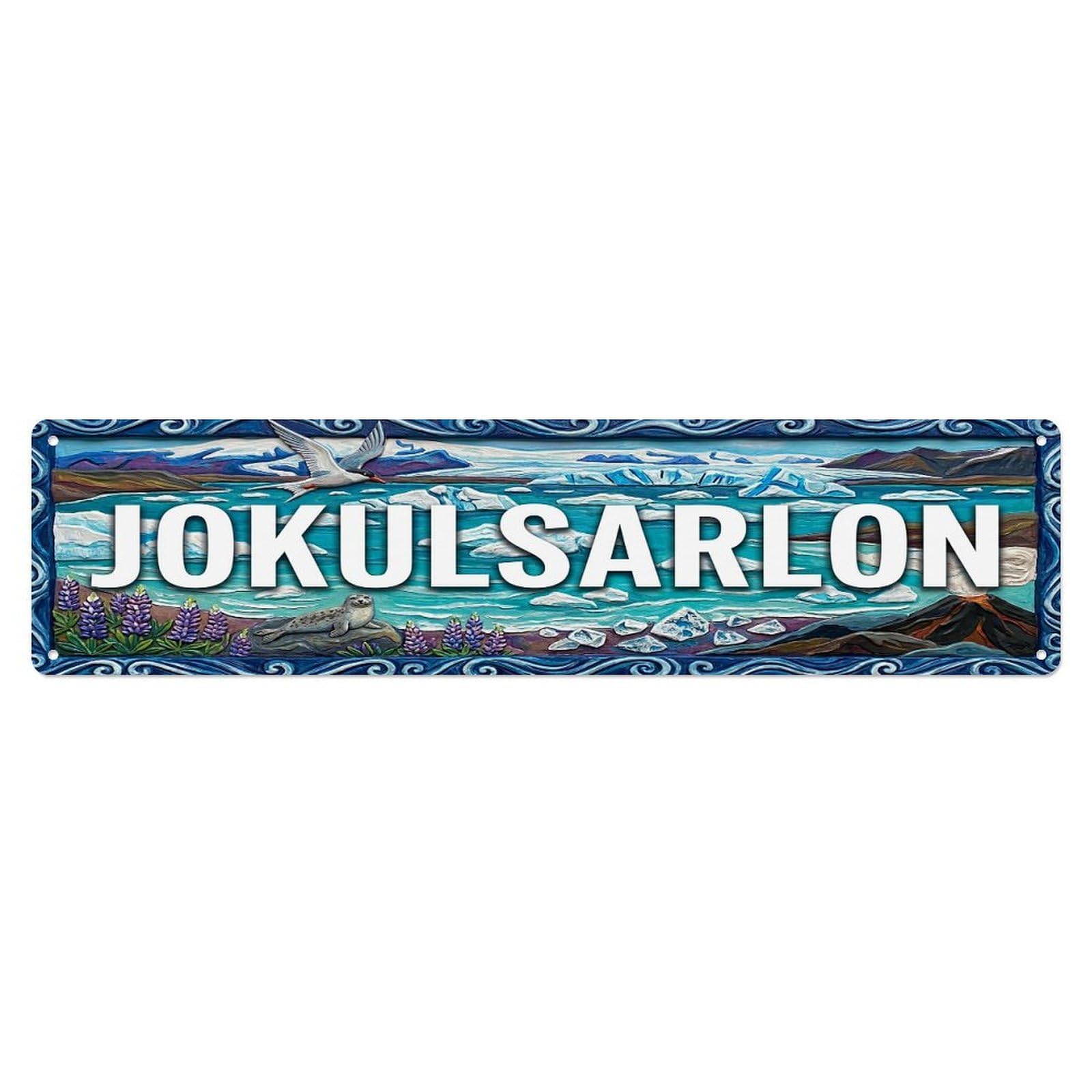 Gead 4X16inch Style Vintage Jokulsarlon Iceland Flag Pattern Metal Tin Sign
