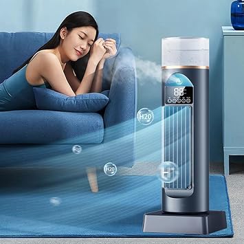 Air Conditioning Fan - Tower Air Cooling Fan for Bedroom | 6 Speeds Quiet Oscillating Bladeless Cooler with Remote for Bedroom Living Room Office RV