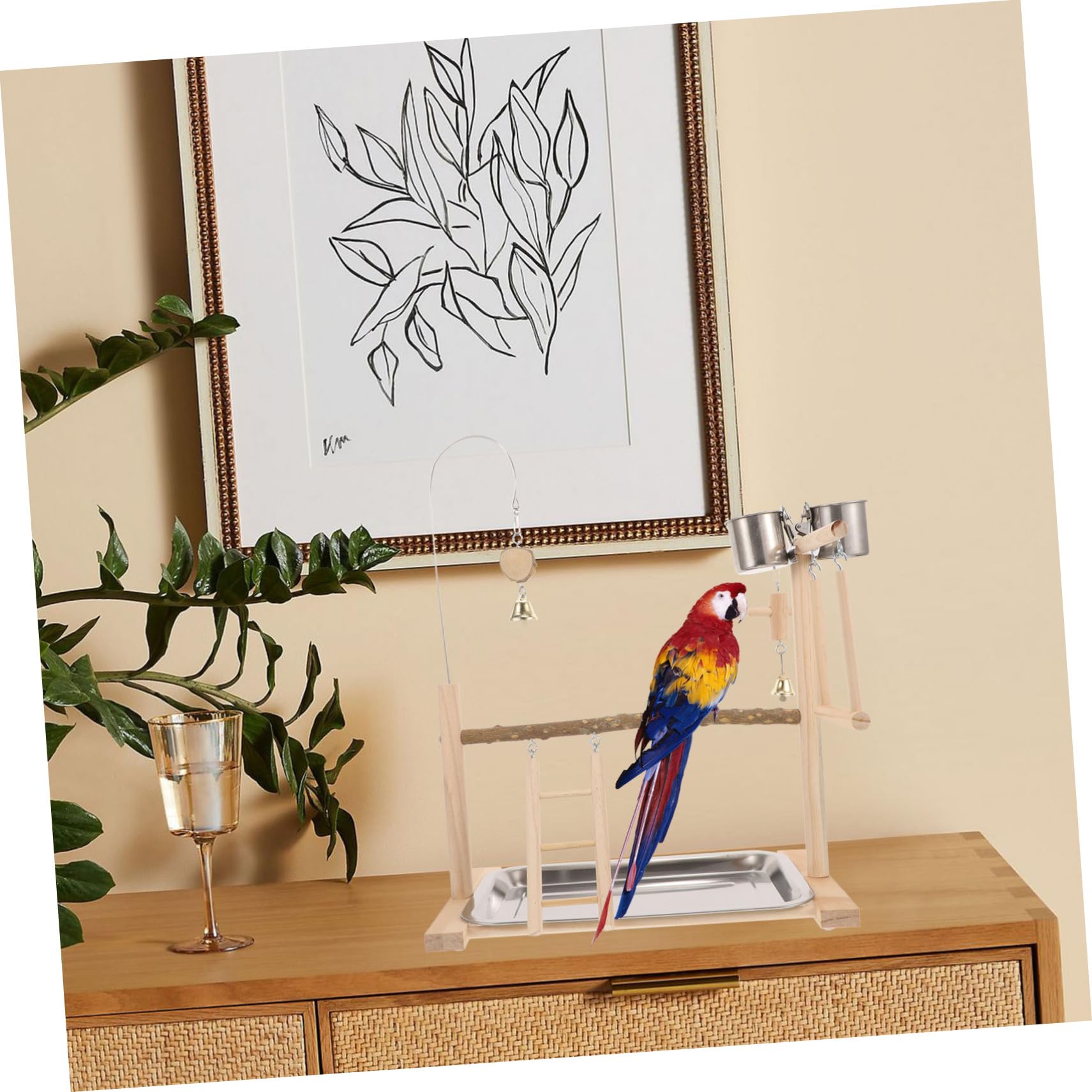 DOITOOL De para Loros Juguete De Madera Natural Percha para Pájaros Accesorios para Jaulas Lugar para Loros y Cacatúas