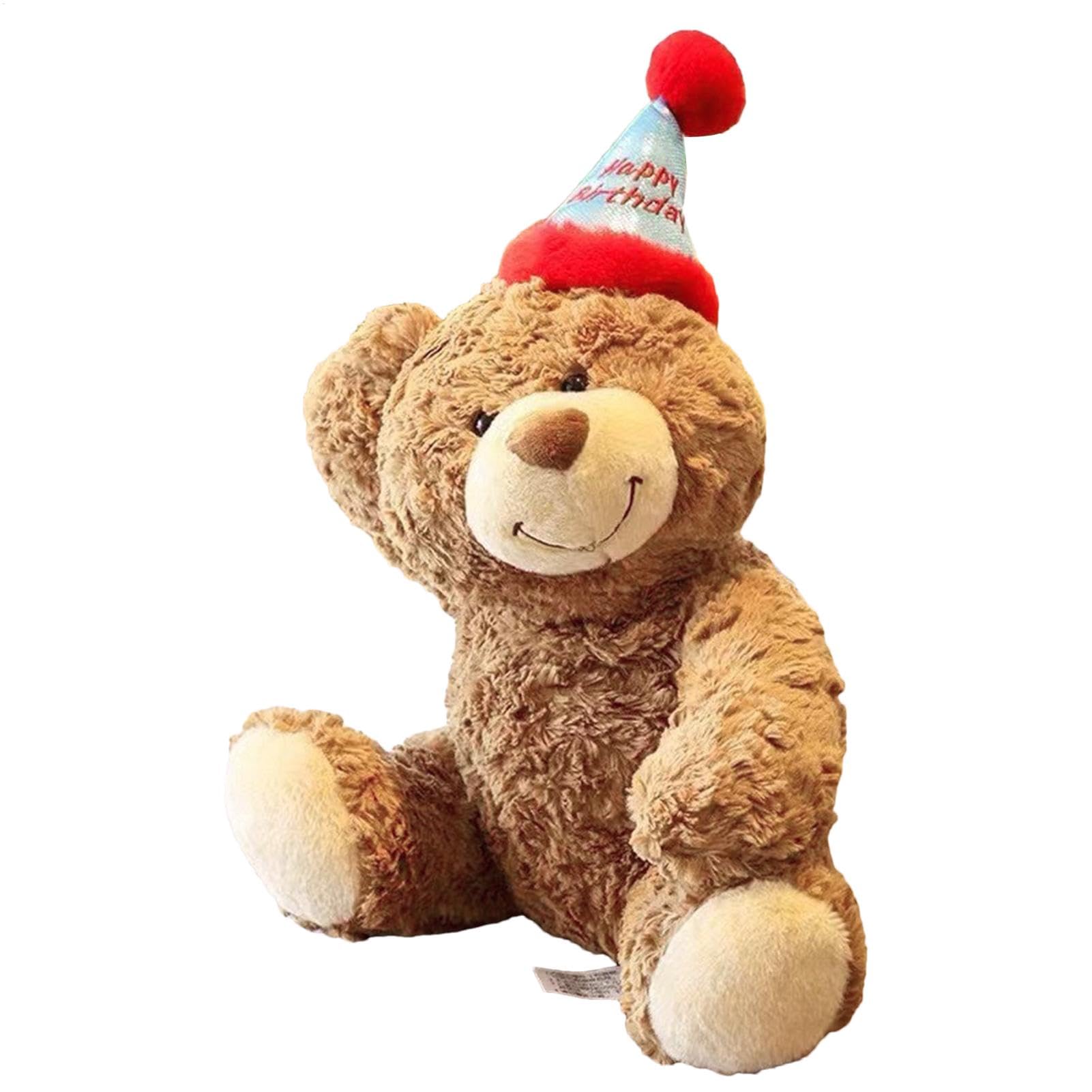 Peluches de oso,Oso de peluche | Animal de peluche feliz cumpleaños con sombrero 14.96 pulgadas - Lindo animal decoración del dormitorio del niño feliz cumpleaños prop para niños niñas, cumpleaños