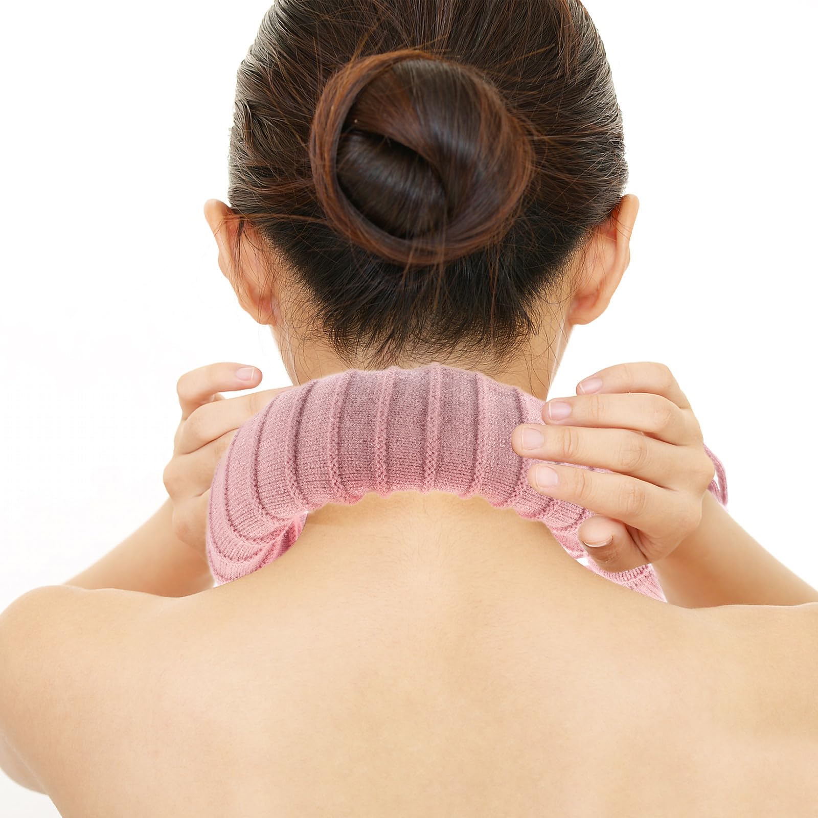 Hemobllo Bolsa de Agua Caliente para Cuello en Forma, Rellenable y Lavable, Silicona y Tejido de Punto, Adecuado para Uso en Casa y Viajes en Invierno Color Aleatorio