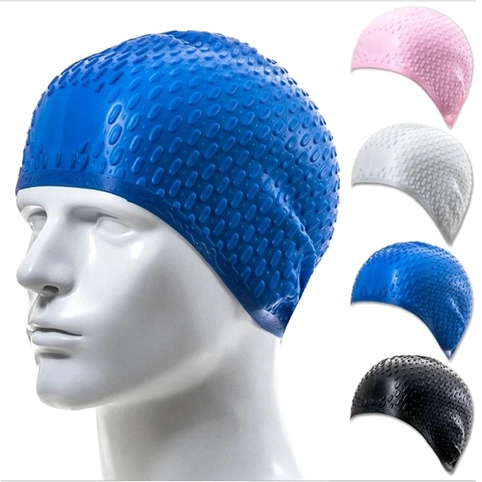 2 uds Gorros de natación Impermeables de Silicona protegen Las Orejas Pelo Largo Deportes Gorro de Piscina Gorro de natación for Hombres y Mujeres