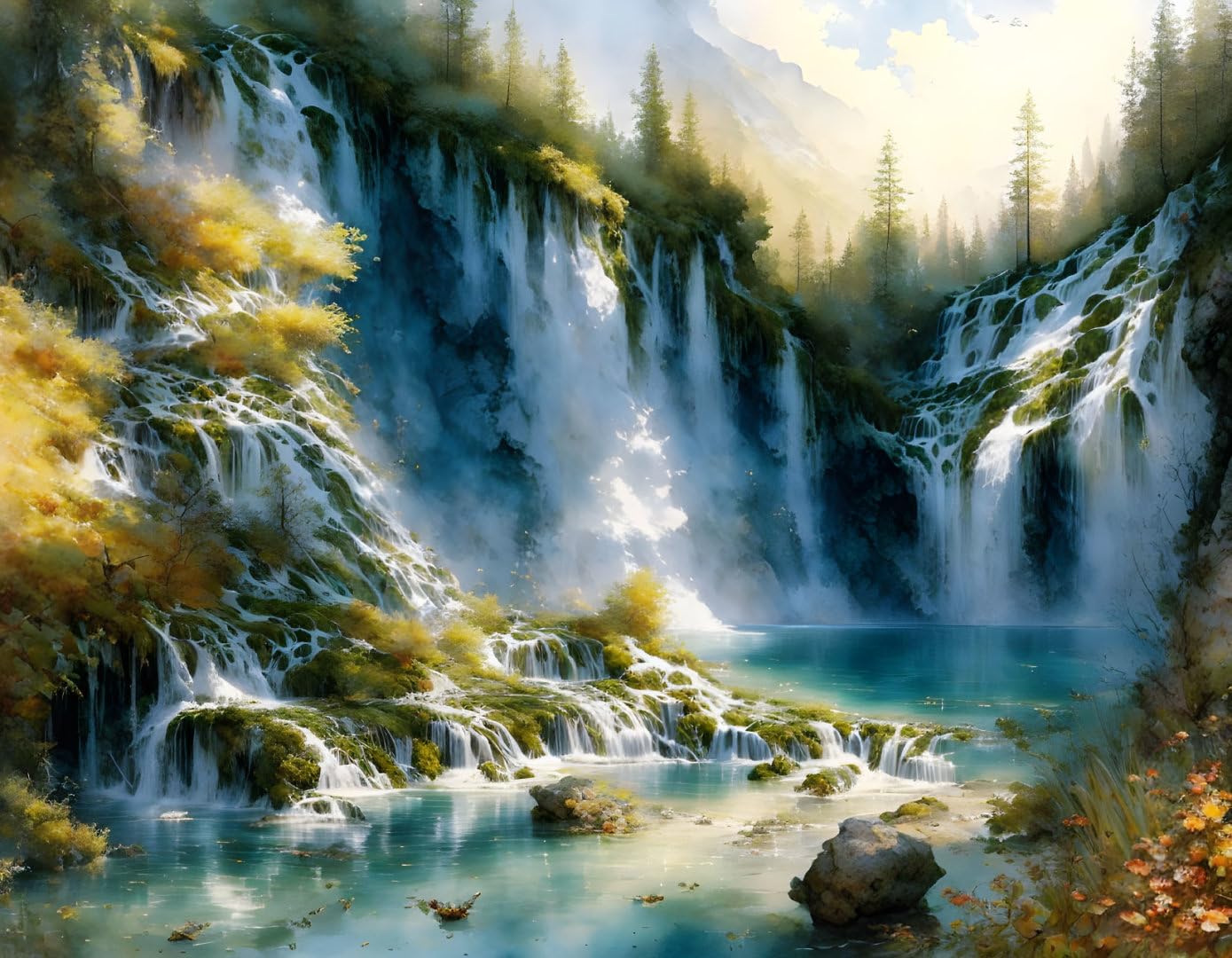 Peinture toile Plitvice poster mural pour raviver un mur blanc triste - 4