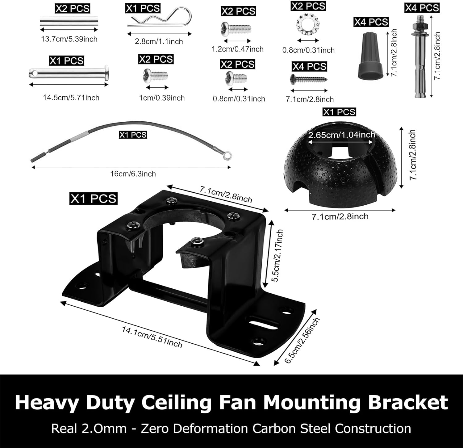 Ceiling Fan Mounting Bracket, Ceiling Canopy Fan Balancing Adapter Kit for Living Room, Outside Patio, Porch