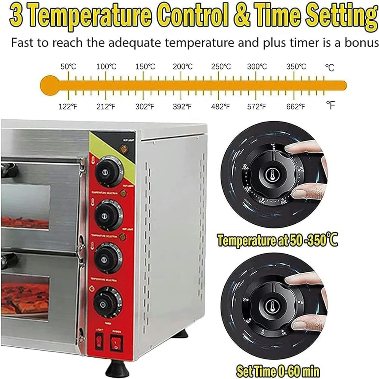 Commercial Large-Capacity Double-Layer Pizza Oven, Multi-Functional Bakery and Egg Tart Oven Electric Equipment, Suitable for Restaurant Kitchen Pizza Pretzel Baking