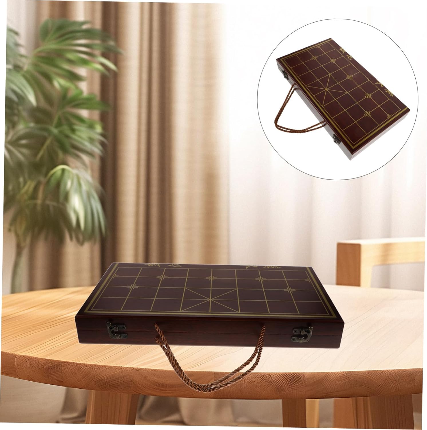 Elegant Chinese Chess Set Wooden Chess Game Dual-Function Storage Box for Adults Portable Wooden