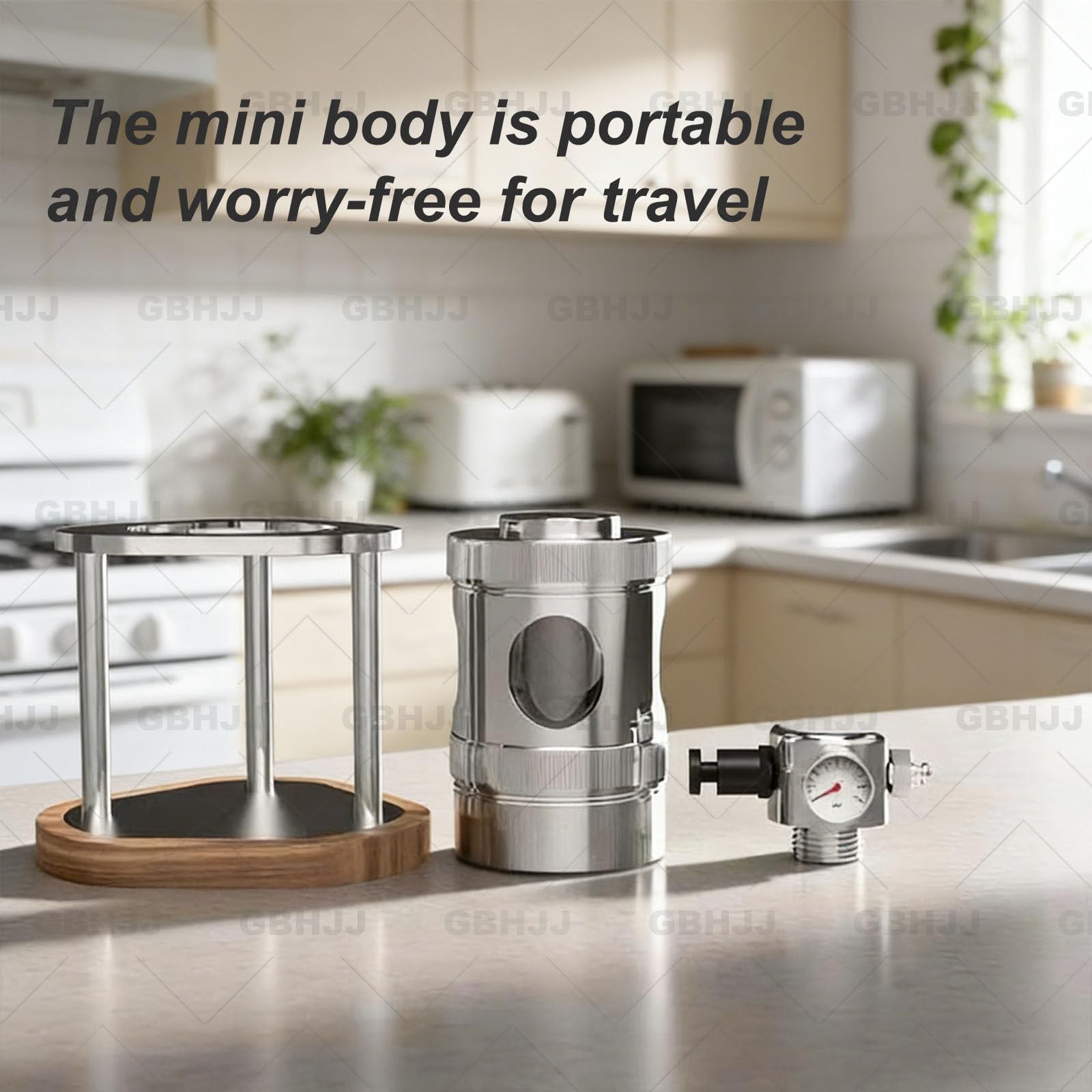 Cafetera neumática de 58 mm con manómetro, máquina de café manual desmontable para el hogar, camping y viajes