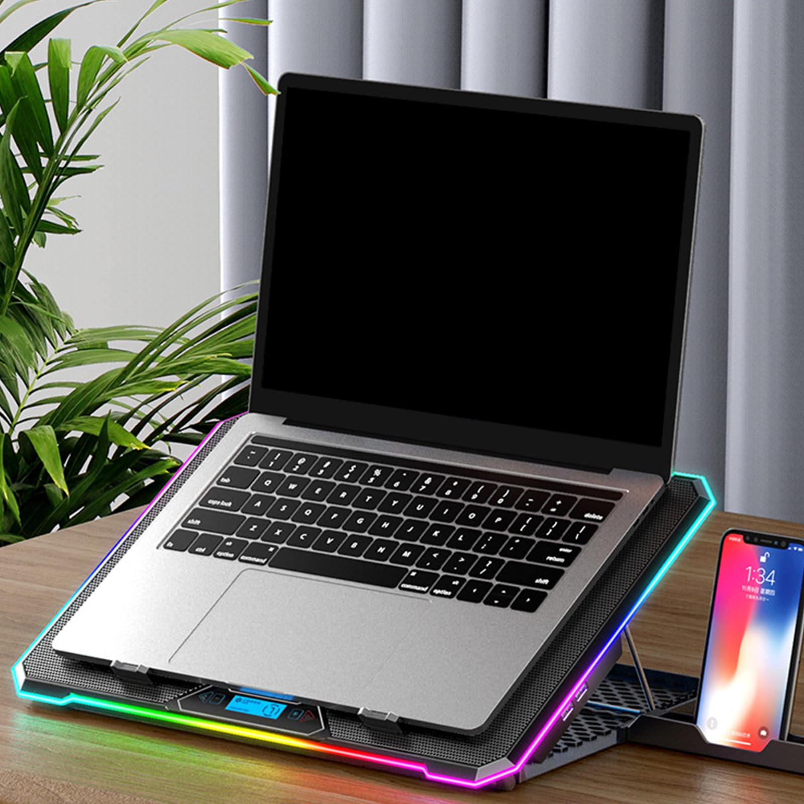 Base Raffreddamento per Notebook con 13 Ventole, Raffreddatori per Laptop Adatti per Laptop da 14-21 Pollici 8 Angoli, Raffreddatori per Laptop con Slot per Supporto per Telefono LED