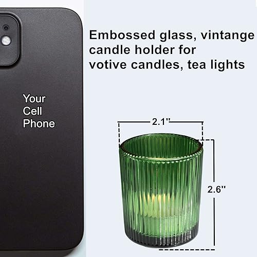 Miniatura 41 de VOHO Juego de 12 portavelas rojos, portavelas votivas de vidrio acanalado a granel para decoraciones de festividades/fiestas, portavelas de velas