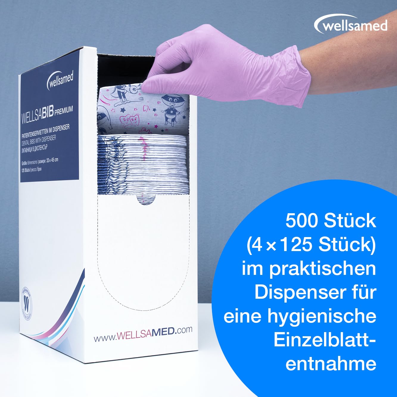 Hygiënische Servetten 33x45 Cm 500 Stuks Wellsabib Patiëntenservetten – 33x45 Cm, 3-laags, In Dispenser, Roze – Voor Tandarts & Kliniek Wellsabib 3-laags Tissues 33x45 Cm Dispenser