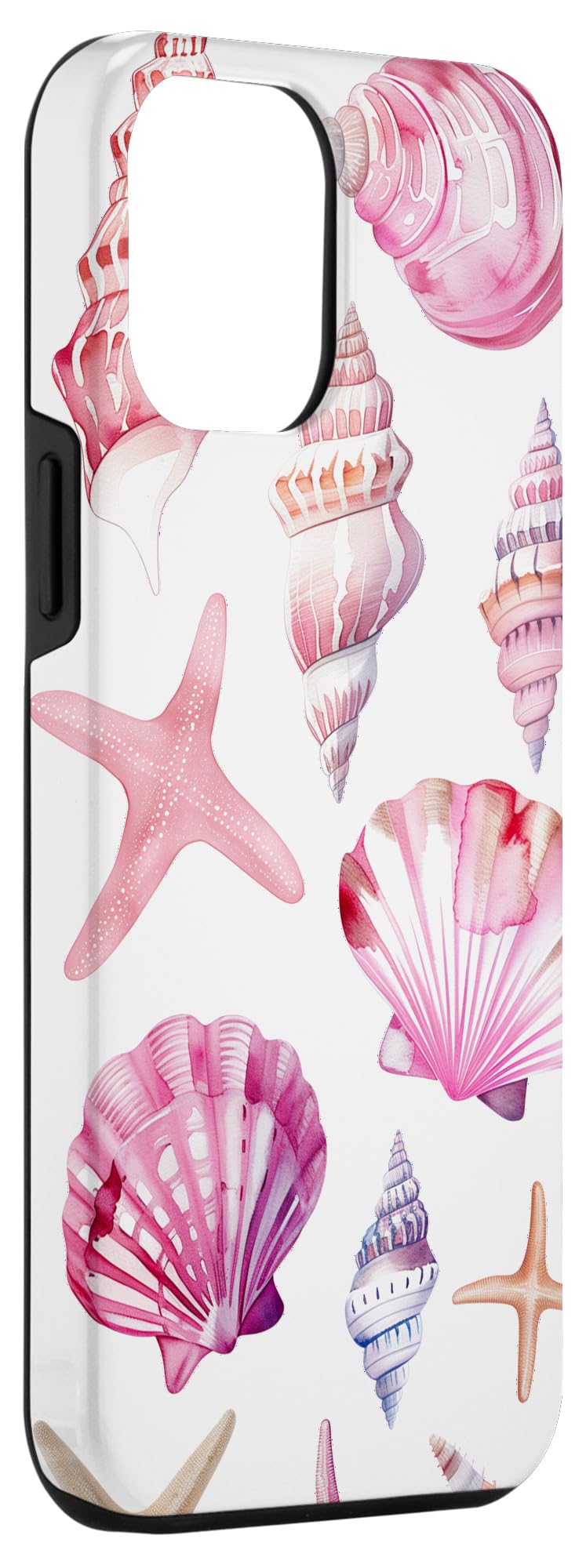 Coalbooliy Custodia per iPhone 12 Pro/ 12 6,1'', Aesthetic Summer Striped Righe Motivi Print Femmina Conchiglie Disegno 2 in 1 Cover Antiurto