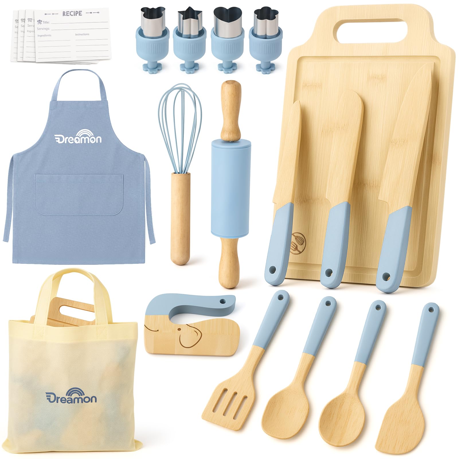 29 PCS Toddler Knife Set for Real Cooking, Wooden Montessori Kitchen Toys