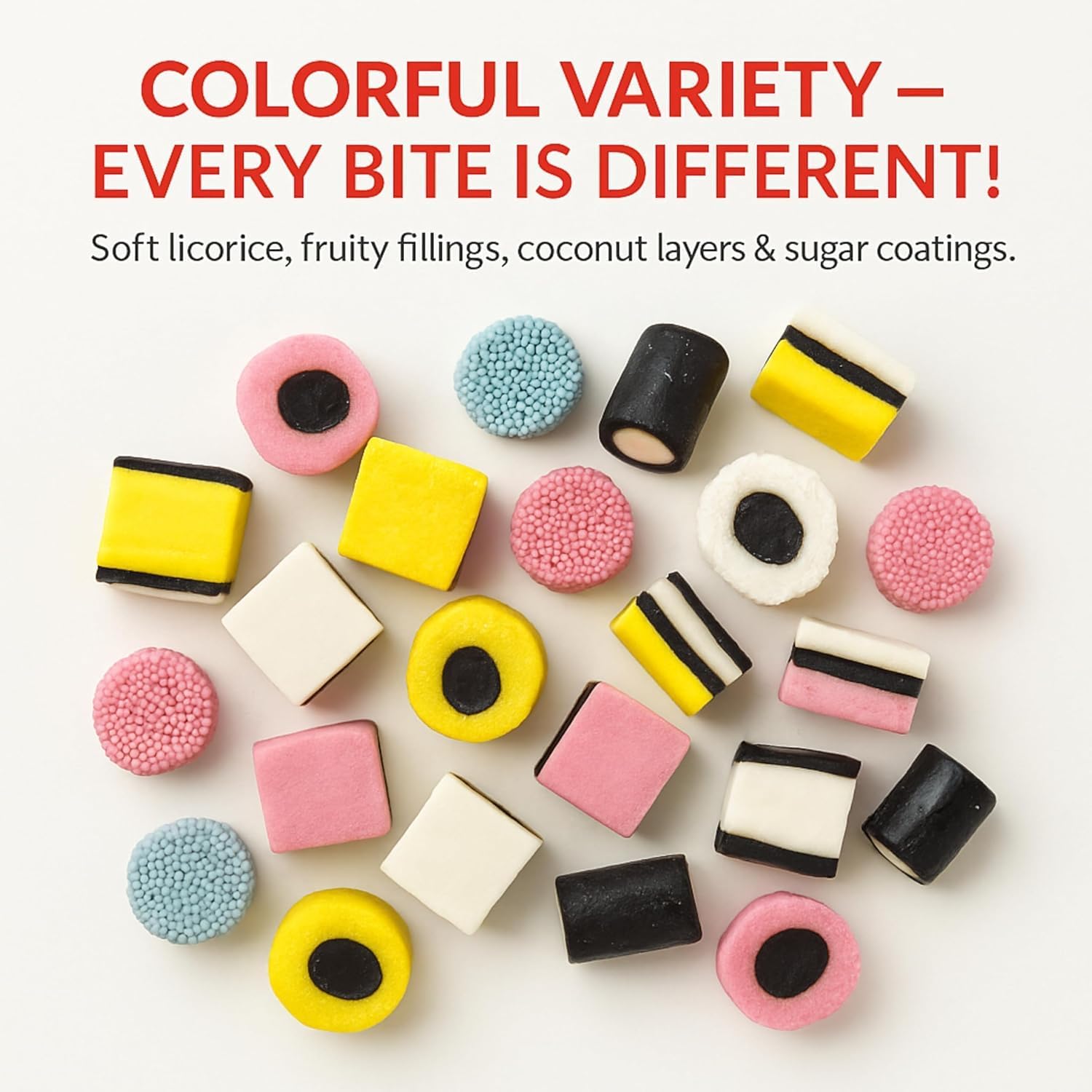 English Licorice Allsorts Candy, 5 Pound Bag, Soft Retro Candy Assortment, Bulk Licorice Candy Mix for Parties, Events, and Gifts, Classic English Sweets