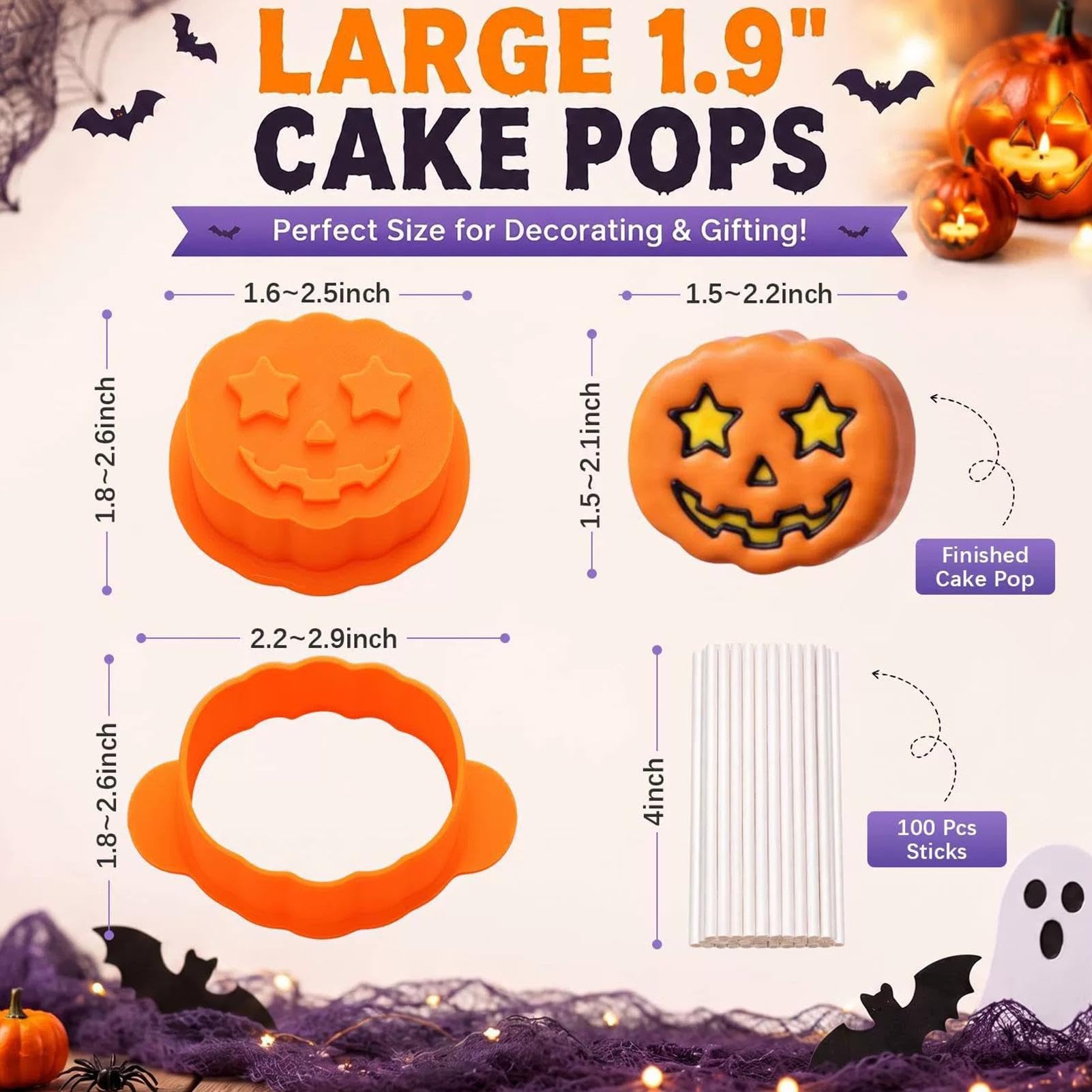 Set di per torta di Halloween con bastoncini a forma di e