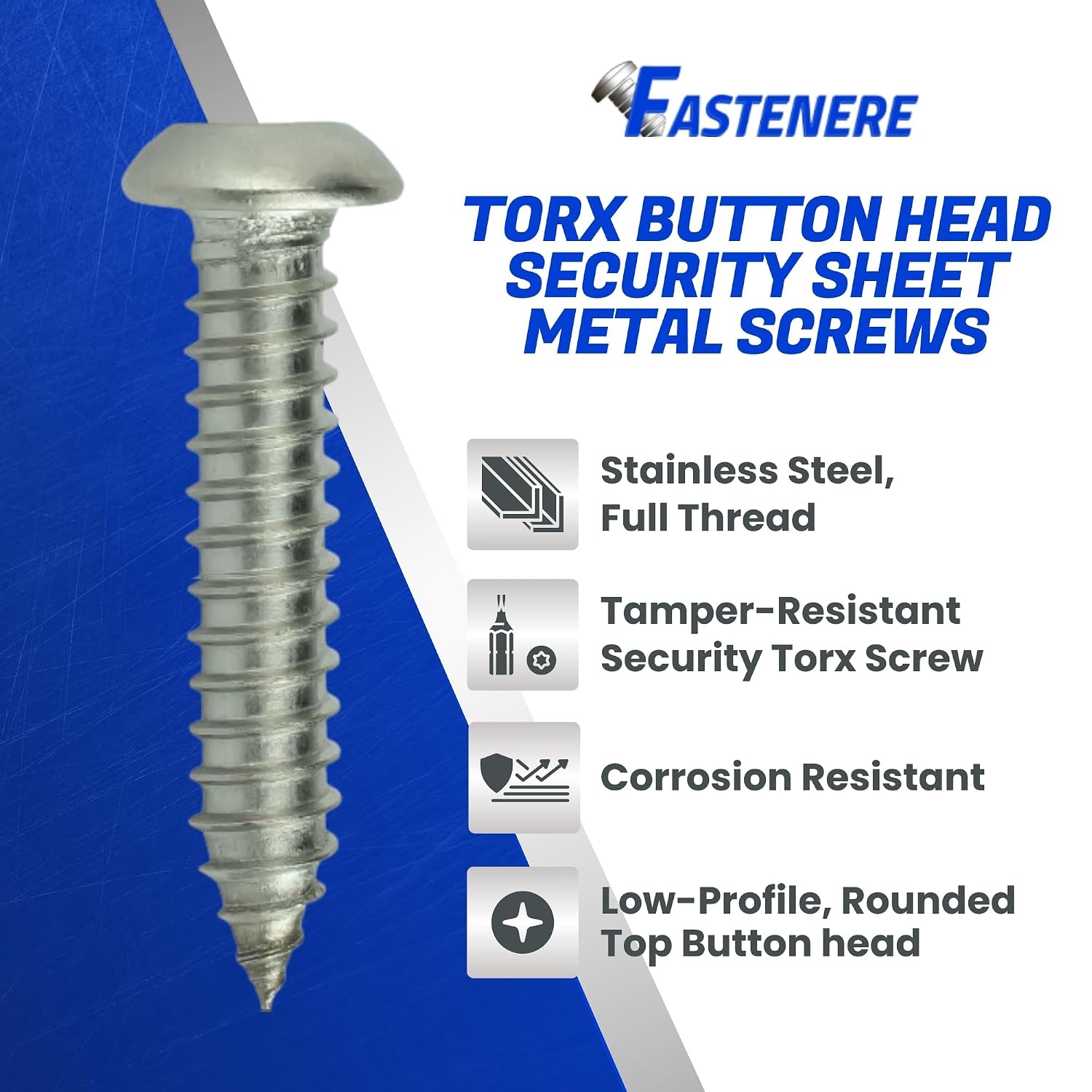 Torx Security Sheet Metal Screws - #10 x 1 (25-Pack) Button Head, Tamper-Resistant, Anti Theft Stainless Steel Screws for Higher Level of Safety & Secure Fastening Solution