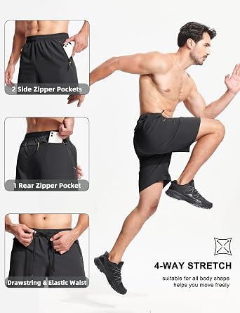 MAGCOMSEN Men's Workout Gym 9 Shorts Quick Dry Lightweight Summer Casual Athletic Hiking Shorts for Men with 3 Pockets