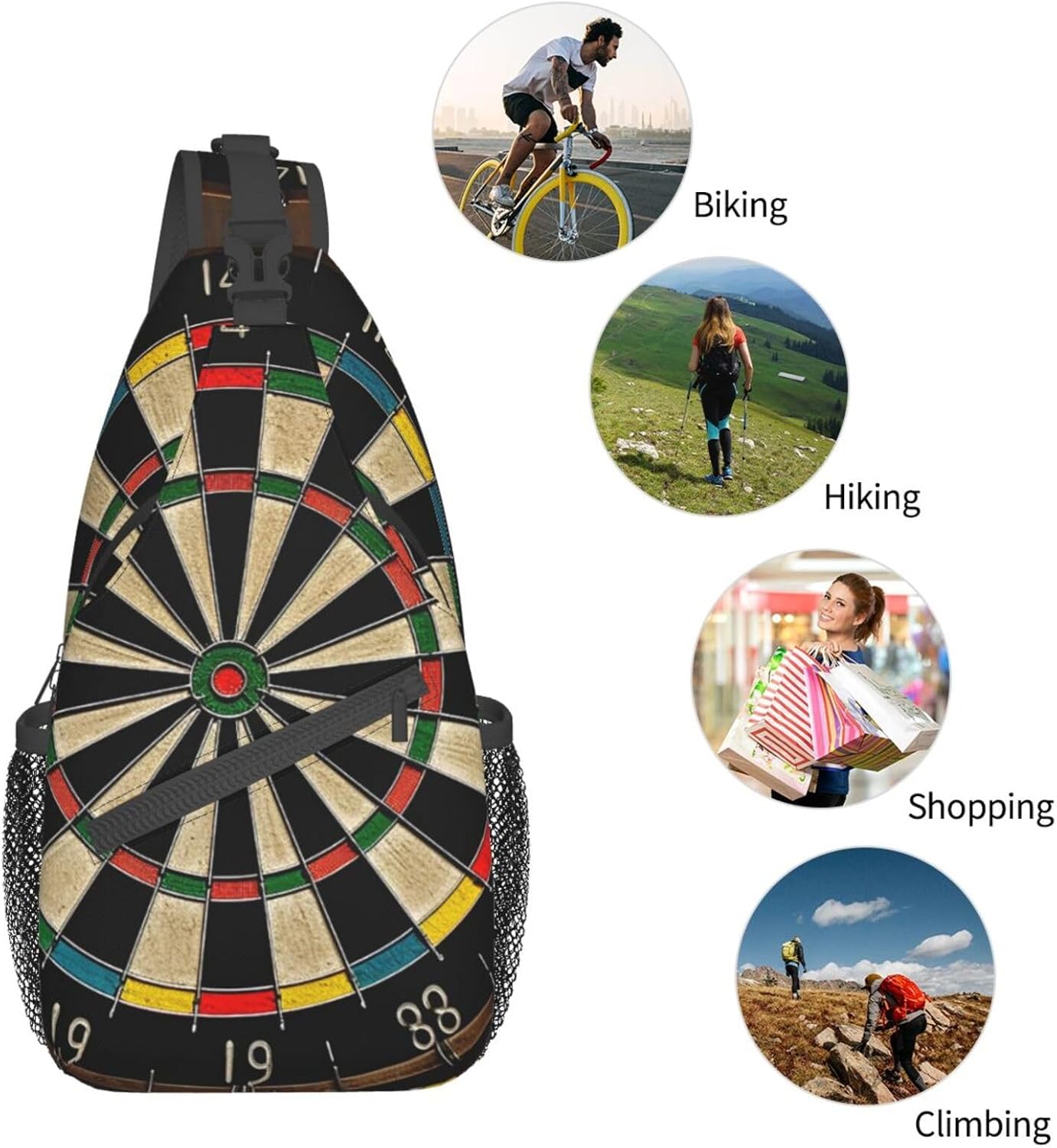 Sling Bag for Women Men Crossbody Bag Small Sling Backpack Dart board Chest Bag Hiking Daypack