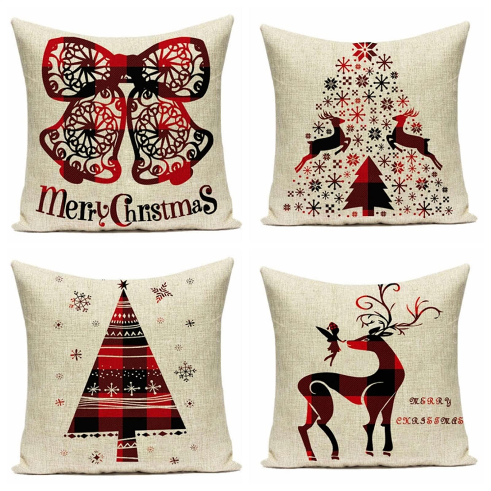 Cuscini, Cuscini Divano, Copricuscini, Fodere Cuscini, Federa Cuscino, Cuscini, Cuscini Divano, Cuscini Letto, Federe Cuscini Divano, Cuscino da Divano, 4 Pezzi Campana di Natale 40x40 D1466