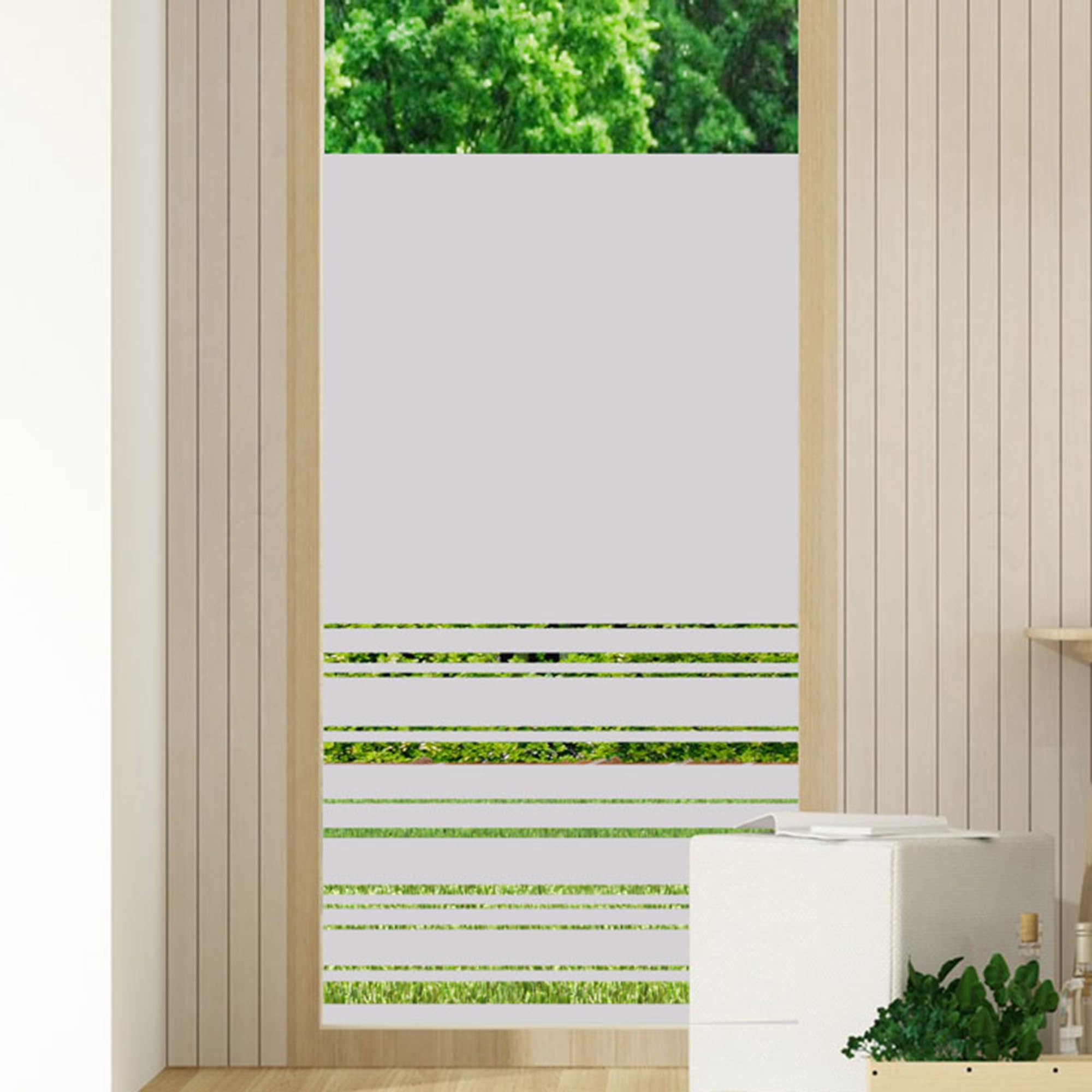 GRAZDesign Fensterfolie Streifen Blickdicht, Sichtschutz Folie Milchglasfolie für Fenster, Glastür, Scheiben lichtdurchlässig - 100x80cm / Silbergrau