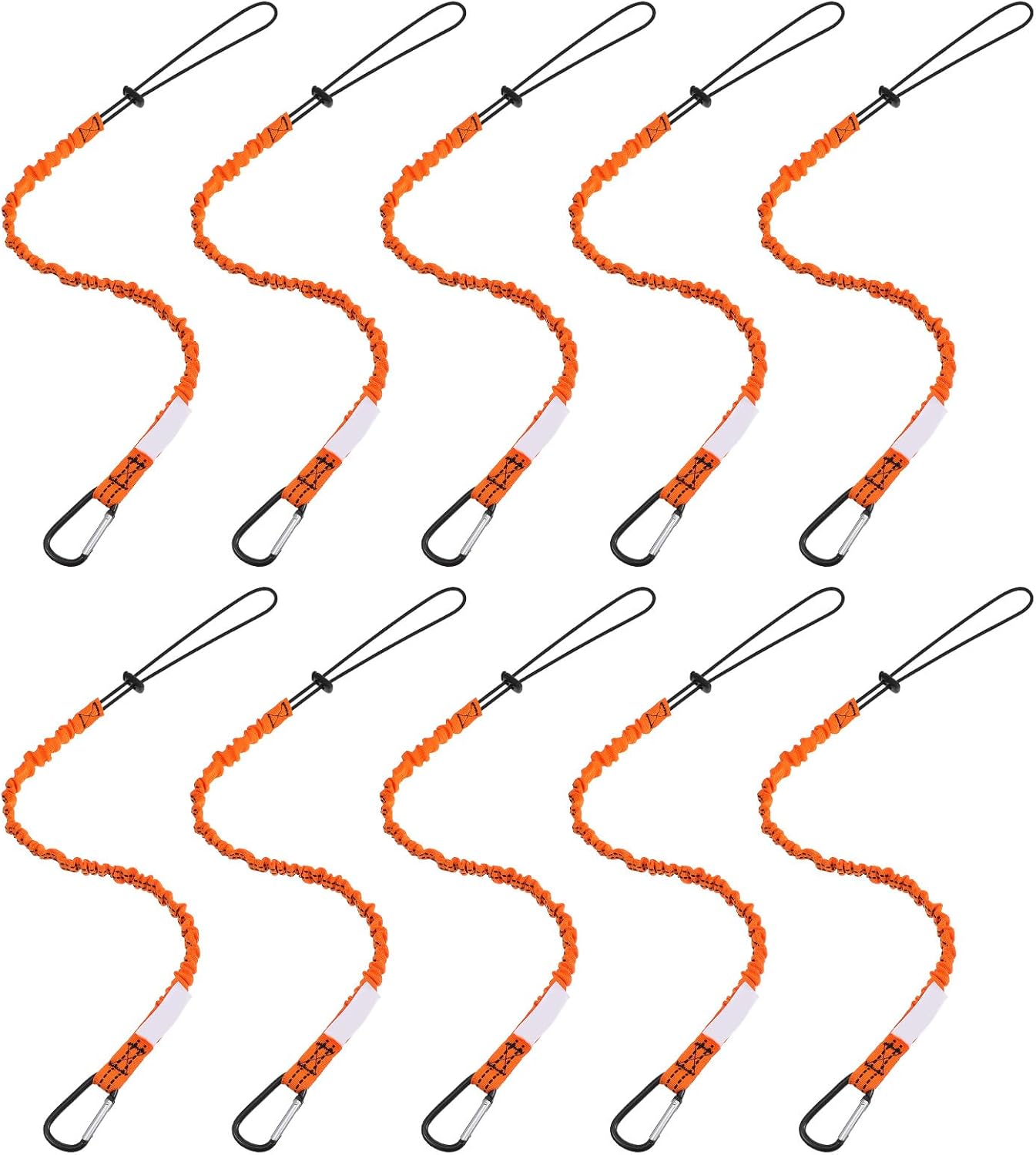 10 Pack Tool Lanyards for Hand Tools, Tool Tether Lanyard with Carabiner & Adjustable Loop, 31.5"-43.3" Retractable Fall Protection Safety Leash for Construction, Roofing, Scaffolding, Outdoor