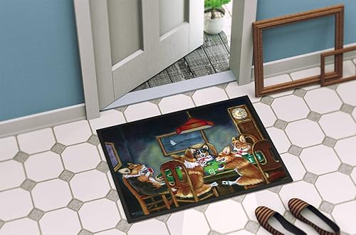Miniatura 4 de Caroline's Treasures 7416MAT Corgi Playing Poker - Felpudo de 18 x 27 pulgadas, para interiores y exteriores, para entrada, antideslizante, lavable,