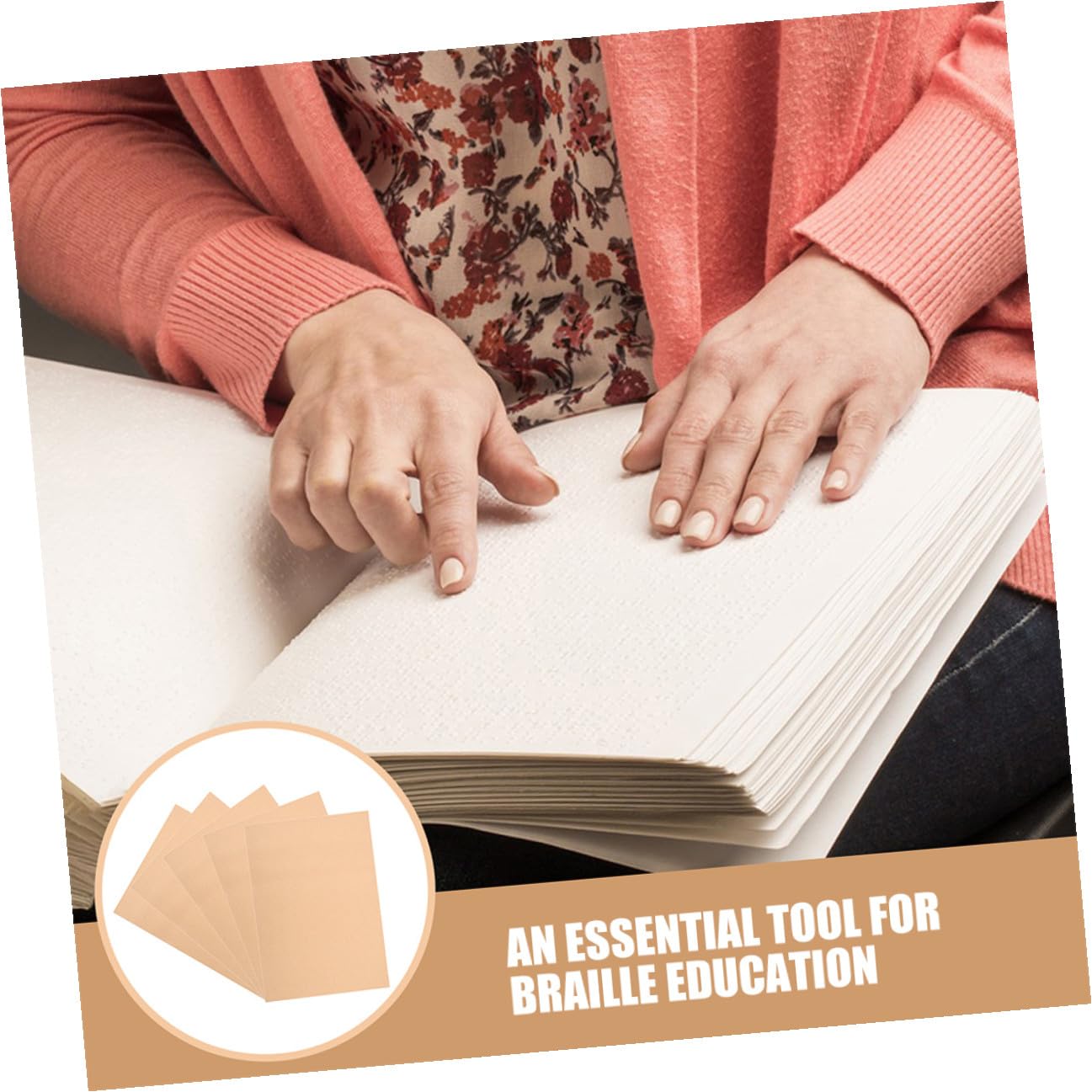Papel para Escribir en Braille 10 Hojas Tamaño Pequeño para Tableros de 4 y 9 Líneas, Material Didáctico para Personas Ciegas, Herramienta de Aprendizaje Portátil y Compatible