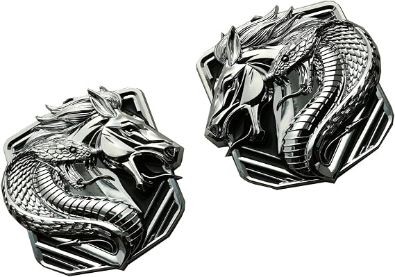 Pair New Custom Cobra Emblems Left Right 3D Badge Replacenment for Bronco F150 2024 Mustang GT Dark Horse Angry Aggressive (Chrome)