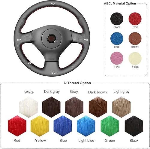 Miniatura 5 de MEWANT Cubierta de volante de automóvil de cuero artificial negra cosida a mano personalizada para Subaru Forester 2005-2008 Impreza WRX (WRX STI)