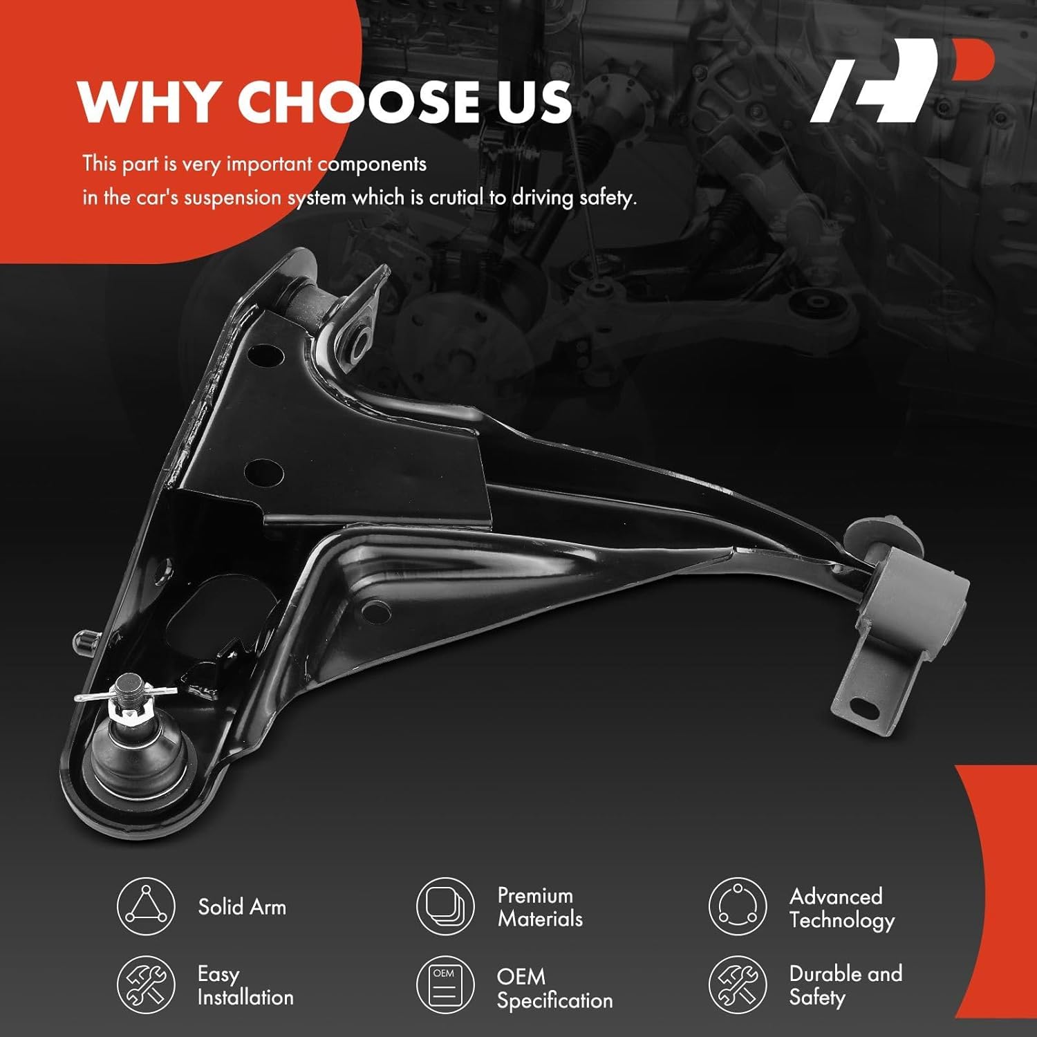 A-Premium Front Right Lower Control Arm, with Ball Joint & Bushing, Compatible with Ford Explorer 2002-2005, Mercury Mountaineer 2002-2005, 4-Door Only