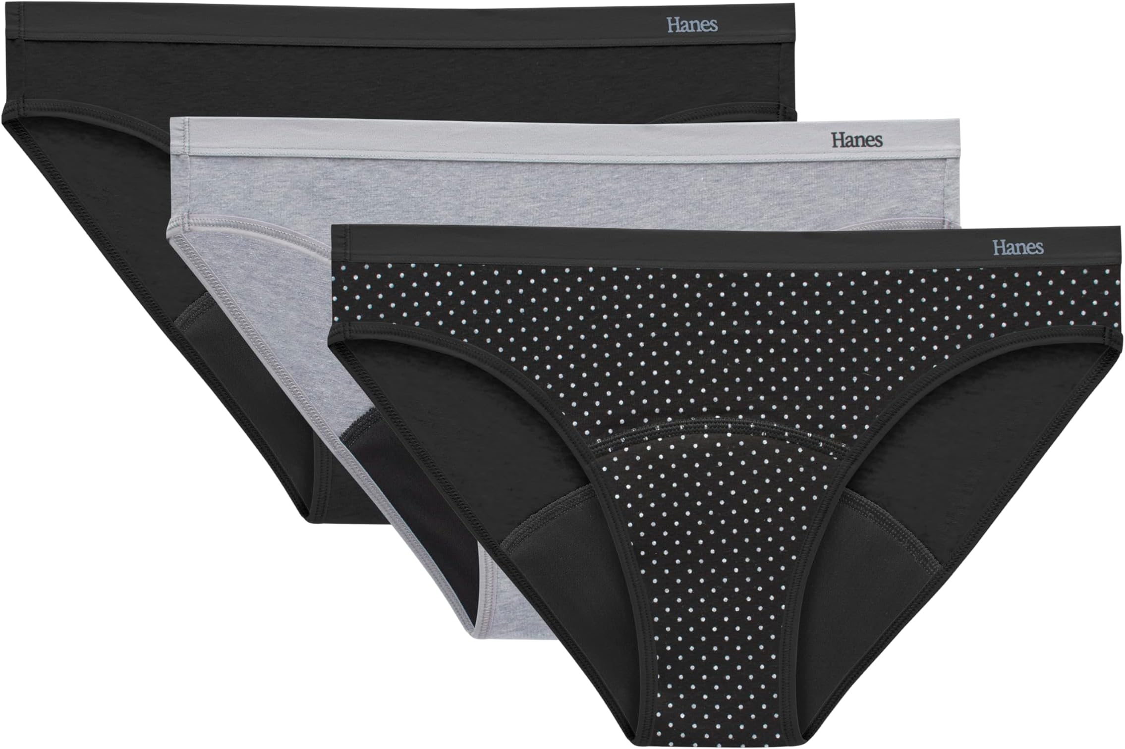 Hanes Women's Comfort, Period. Underwear, Bikini Period Underwear, Super Leaks Period Underwear, 3-pack
