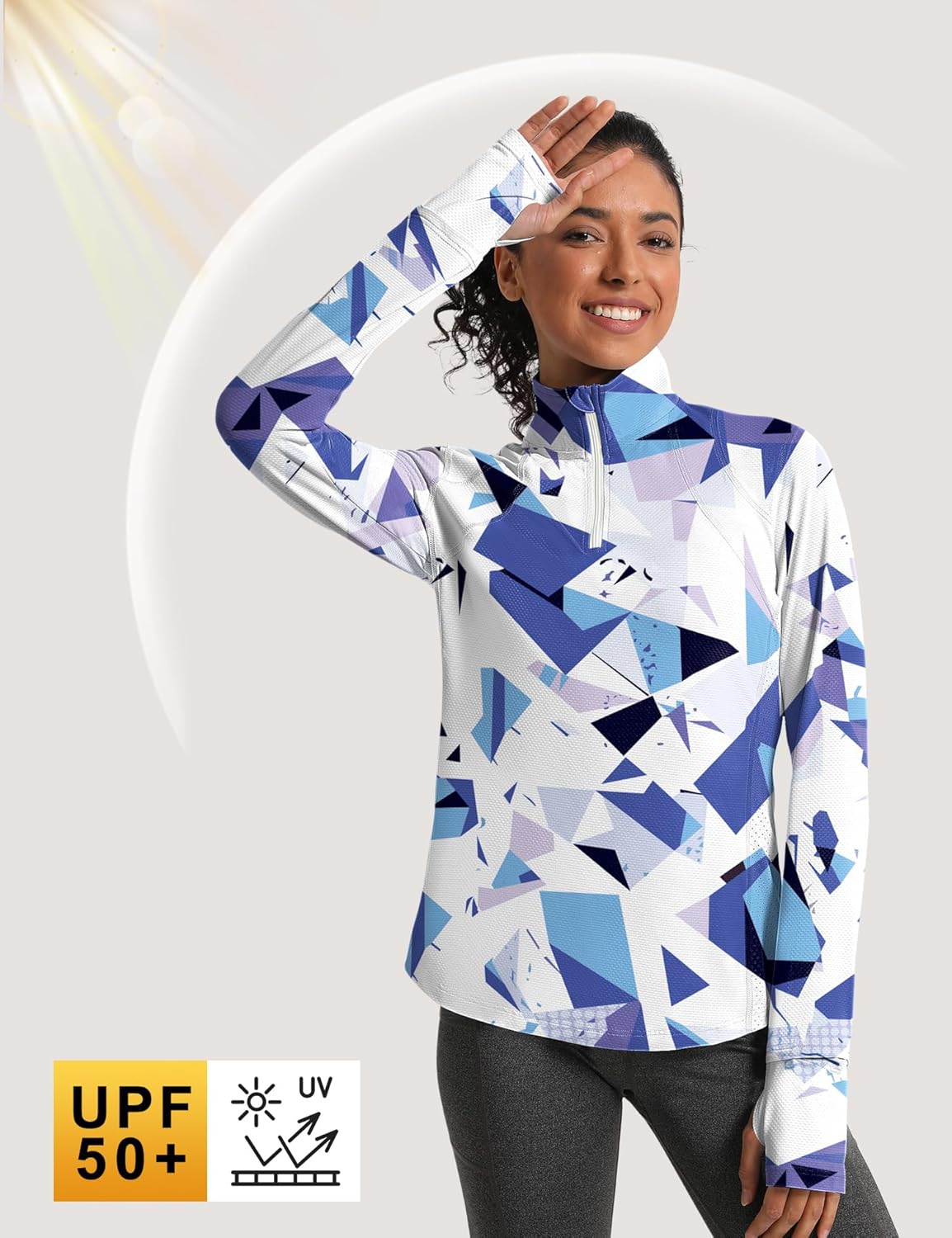 IECCP Womens Long Sleeve Golf Shirts Sun Protection 1/4 Zip Pullover Summer Quick Dry Athletic Hiking Running Workout Tops - Image 5