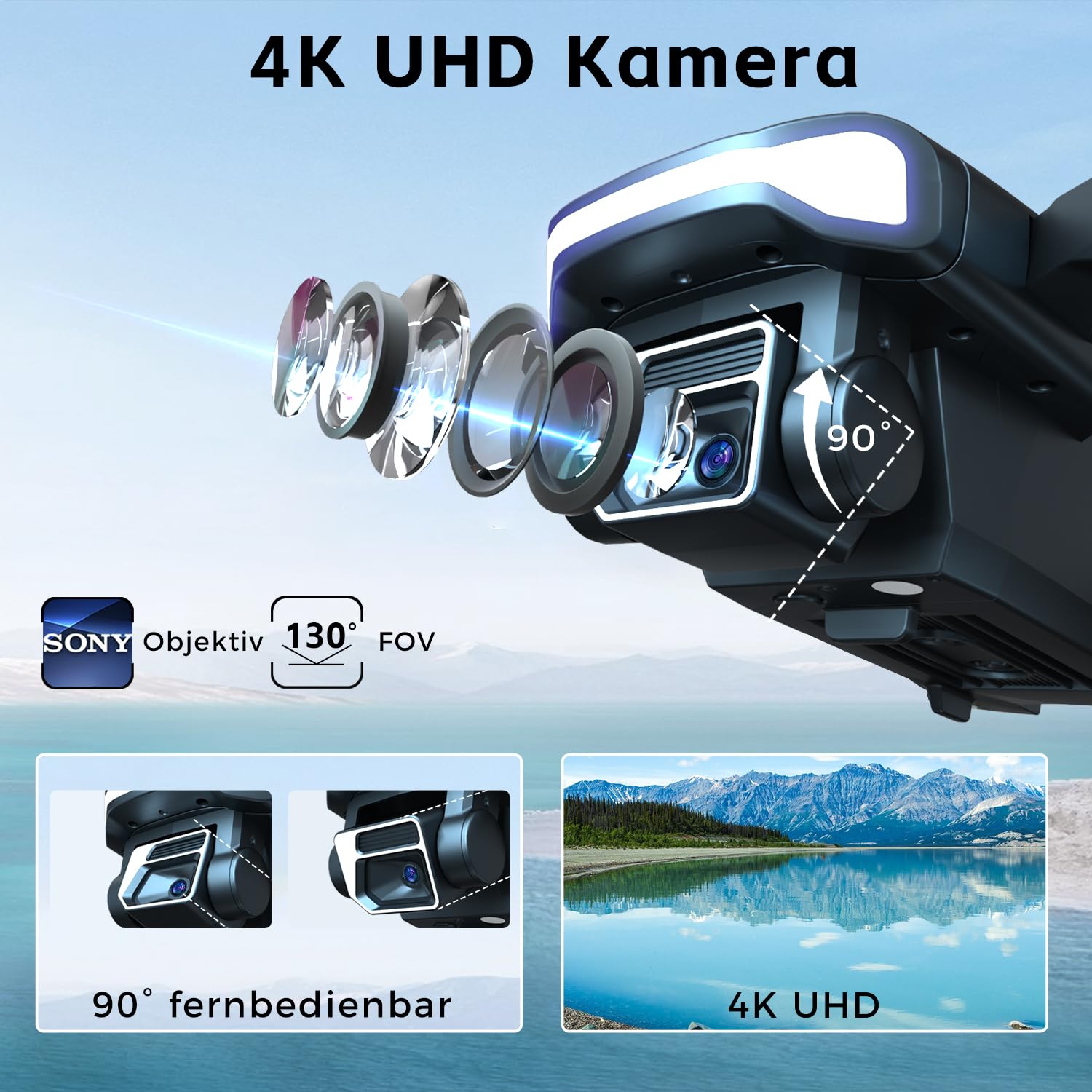 Dauerhafter bürstenloser Motor-Drohne mit 84 Minuten super langer Flugzeit, Drohne mit 4K HD-Kamera für Anfänger, CHUBORY A77 WiFi FPV Quadcopter, Folge-Modus, Auto-Hover, 3 Batterien, Tragetasche