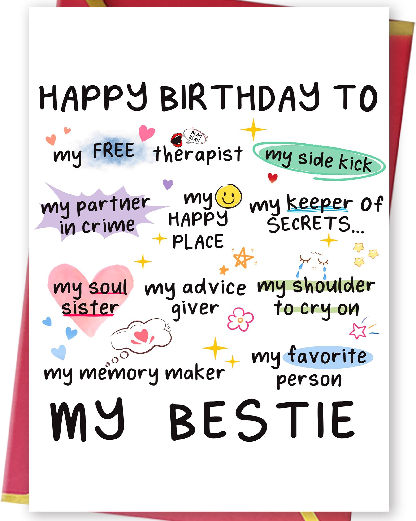 Funny Birthday Card for Women Sister, Happy Bday Gifts for Bestie, Bestie Friendship Birthday Card