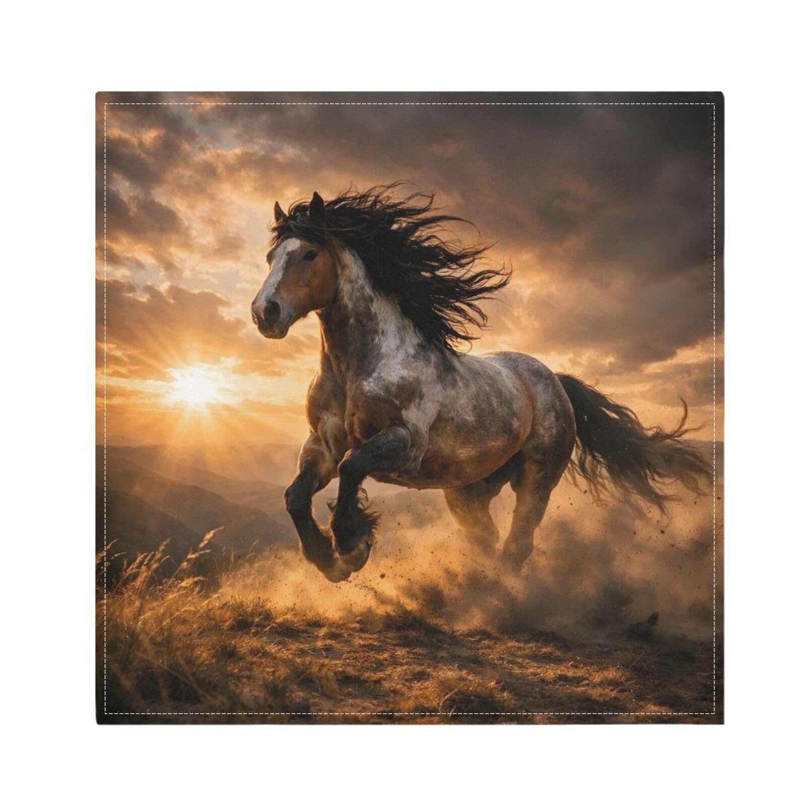 Ttgoth Horse Cloth Napkin Set of 4 Washable & Reusable Dinner Napkins for Dining Table, Banquets, Wedding, Party, 50x50 cm