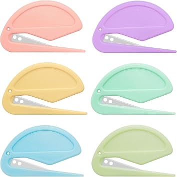 6 Pack Macarons Envelope Opener - Letter Opener Envelope Slitter with Safety Concealed Sharp Blade for Women,Men,Office Worker,Graduate Students.Mail Opener for Home,Office,Postal