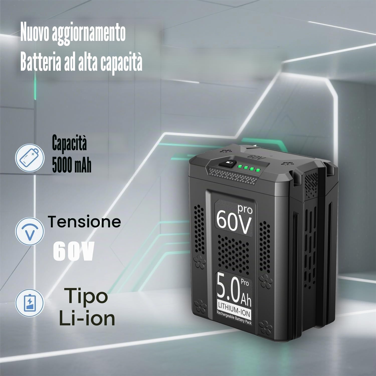 5.0Ah Ricambio per Greenworks 60V Batteria compatibile con gli strumenti della batteria Greenworks