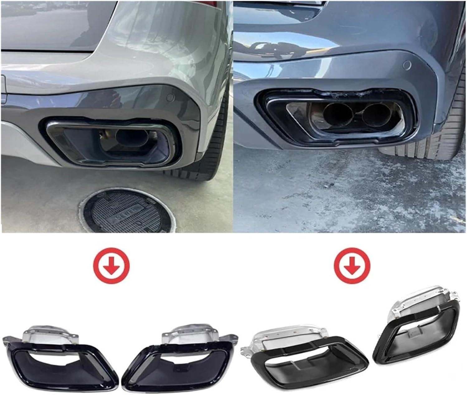 と互換性がある BMW X5 G05 X6 G06 X7 G07 2020+ スポーツブラックスクエアステンレススチールエキゾースト