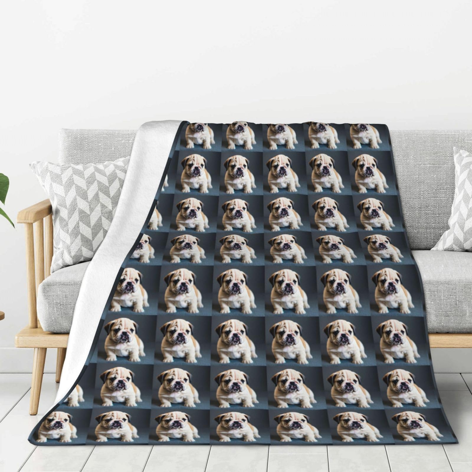 Plaid bouledogue chiot grande couverture chaude pour vos soirees canape et camping
