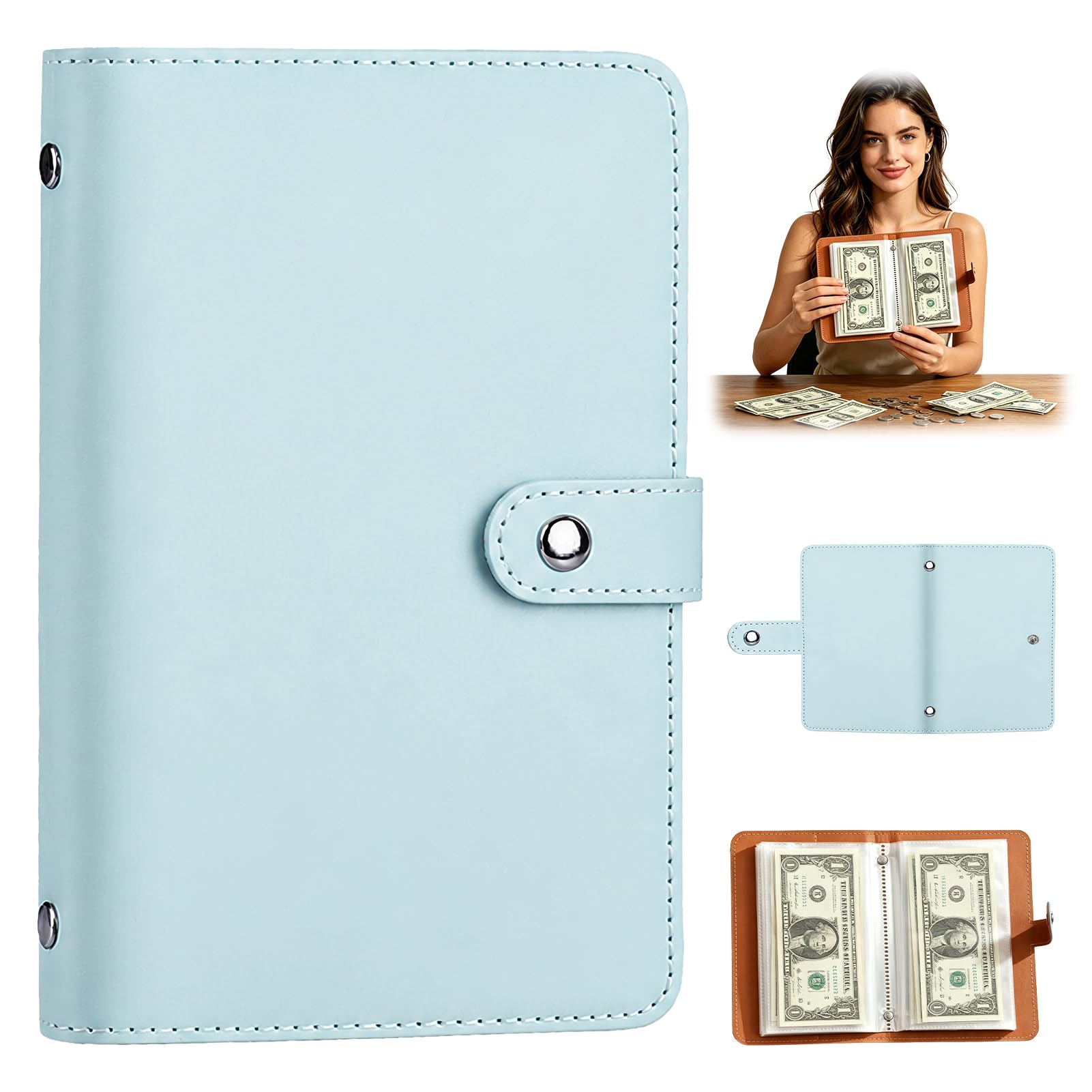Money Saving Wallet for Budget Challenge, Cash Saving Binder in A6 Size to Organize Cash with 100 Envelopes, Track Daily Expenses for Home Budget Planning, Personal Finance Management and Family Money