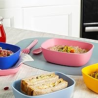 Vista 7 de Sugarcane Kids Bowls - Paquete de 3 (27 onzas), platos de plástico natural para niños pequeños a grandes, arroz frito y fideos, aptos