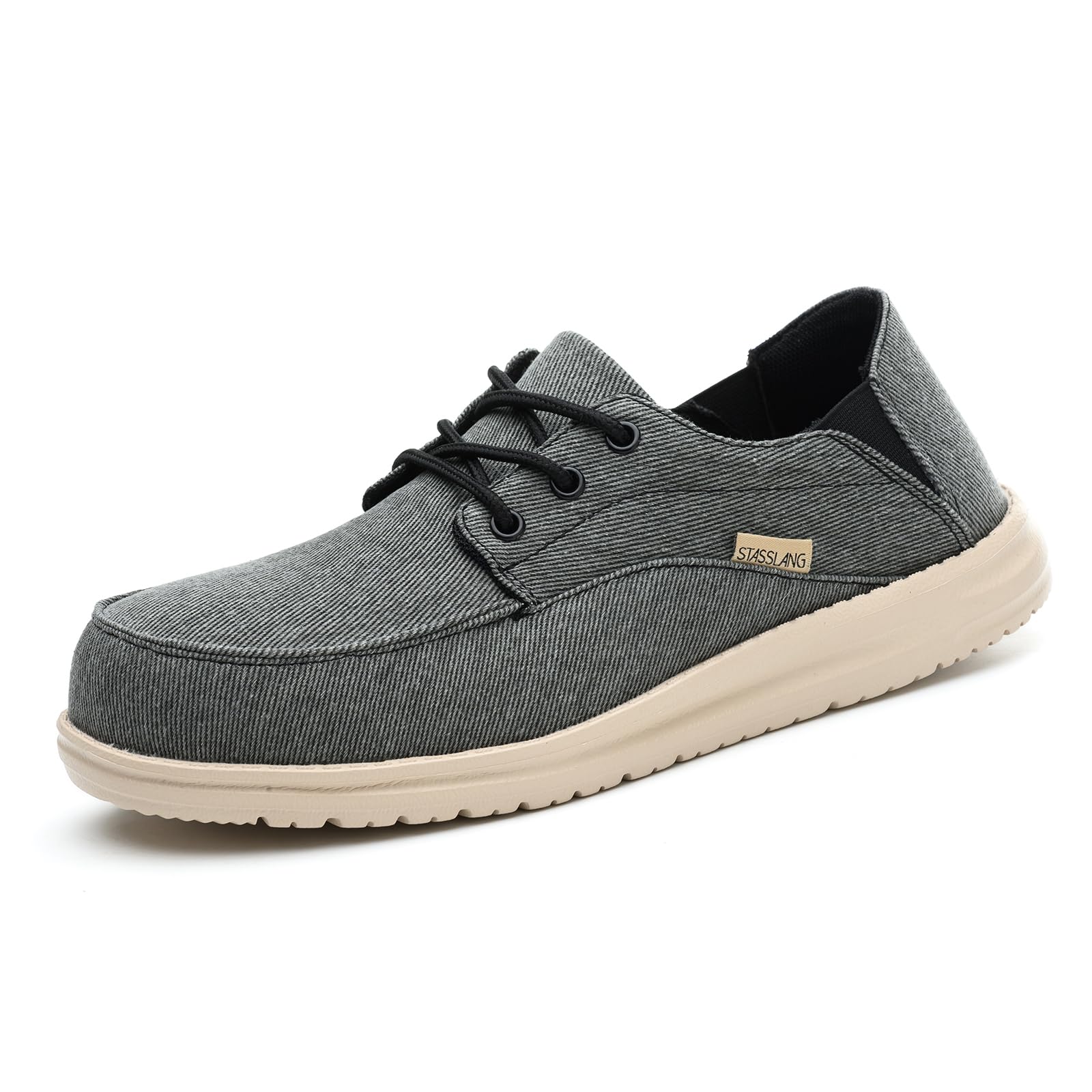 Stasslang Steel Toe Loafers Shoes for Men Lightweight Casual Work Safety Industrial Construction Sneakers Slip On Indestructible Work Shoes