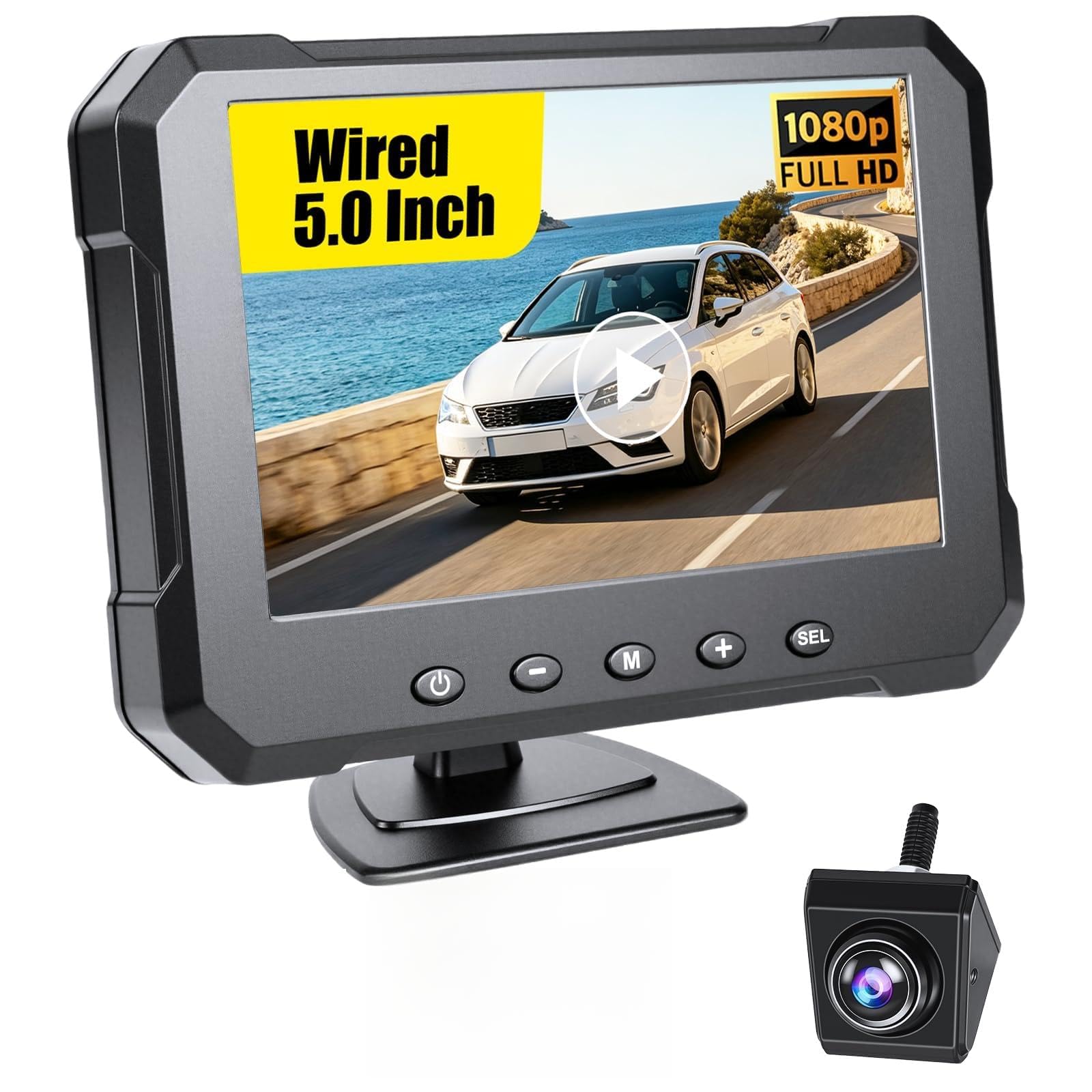 Kit Cámara Marcha Atrás 1080P Pantalla 5 Pulgadas con Visión Nocturna IP68