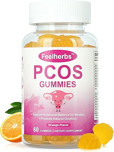 Gomitas PCOS para mujer, ciclo menstrual y equilibrio hormonal, 60 unidades de gomitas de apoyo ovárico con mio-inositol, folato y vitaminas, sabor