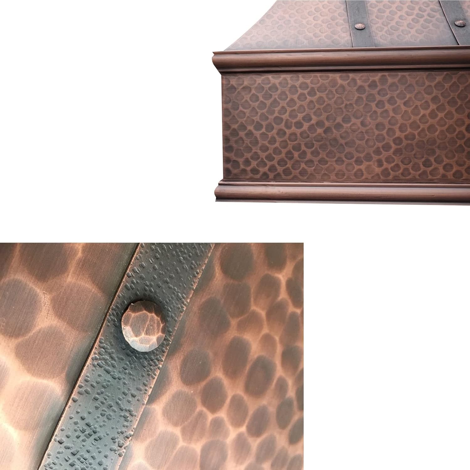 SINDA 36"Wx27"H Wall Mount Handmade Unique Copper Range Hood, Professional SUS304 Liner with Internal Motor and Baffle Filter, Easy Installation, Light Hammered-Antique Copper, H7LTRW3627