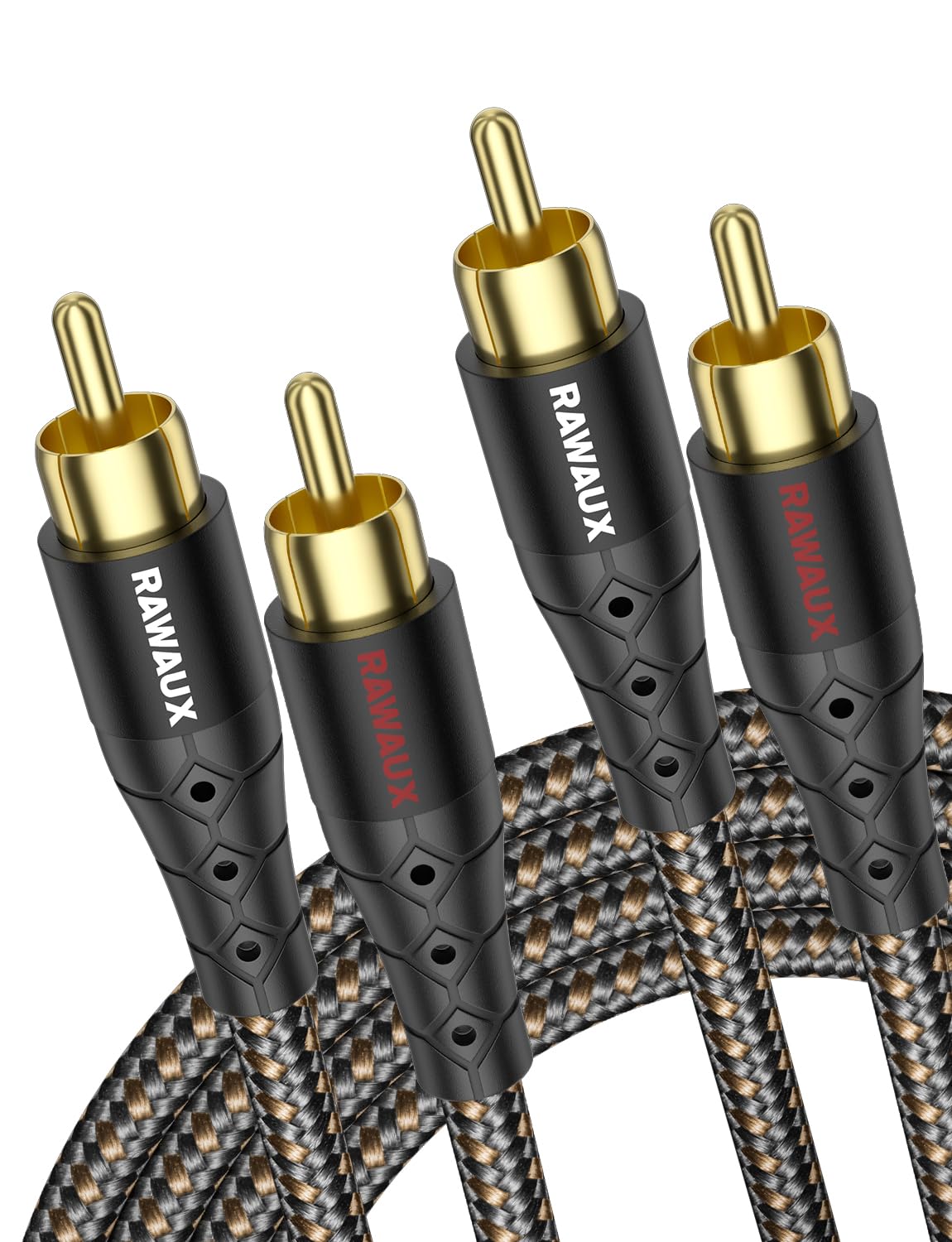 Cable RCA 2M, Cable de Audio Estéreo de 2 RCA Macho a Macho Chapado en Oro 24K Cable Subwoofer para Cine en Casa, Amplificador, Sistema HiFi, TV