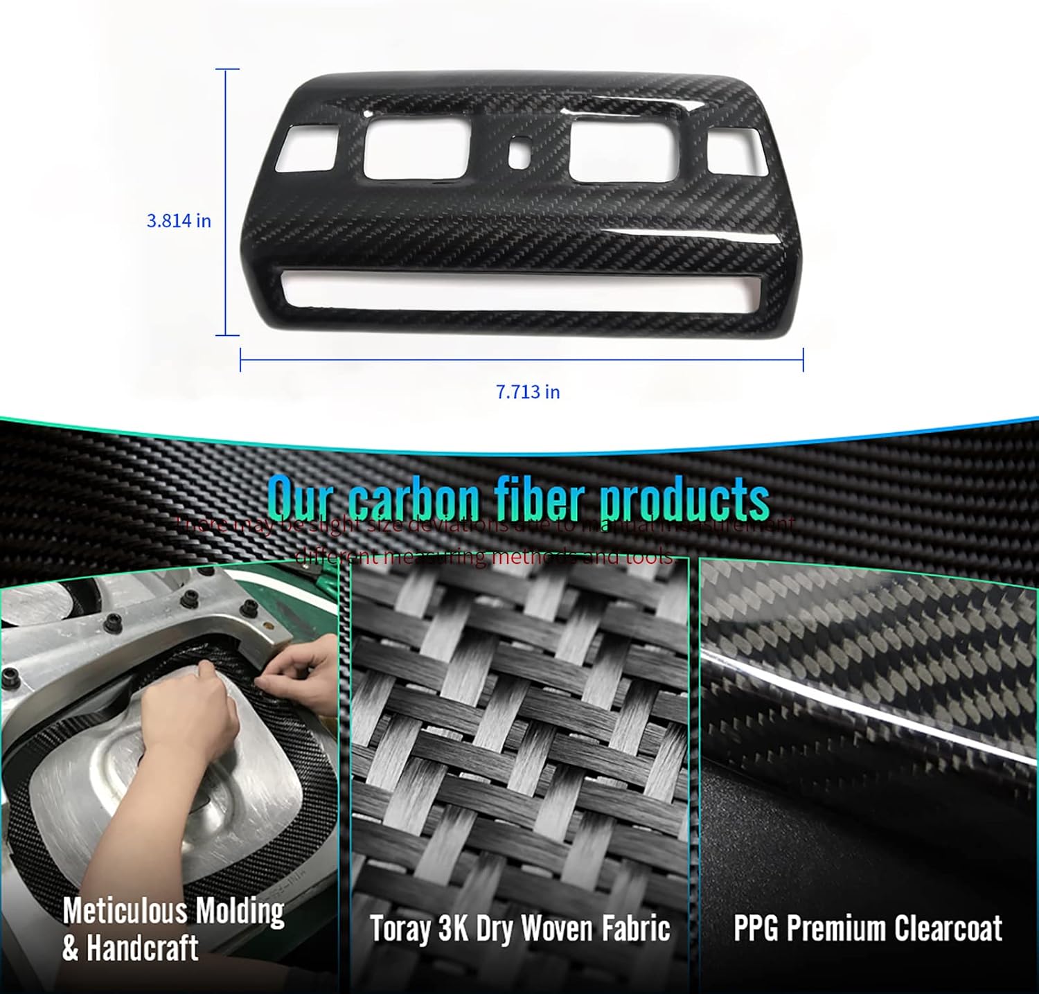 Car Roof Reading Light Lamp Cover Trim for Corvette C8 Coupe HTC 2020 2021 2022 2023 2024 2025 2026,Interior Genuine Carbon Fiber Dome Light Control Panel