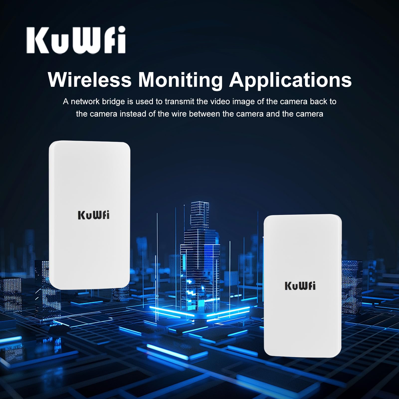 KuWFi Pont WiFi Exterieur, Point d'accès WiFi 300Mbps, AP Pont WiFi