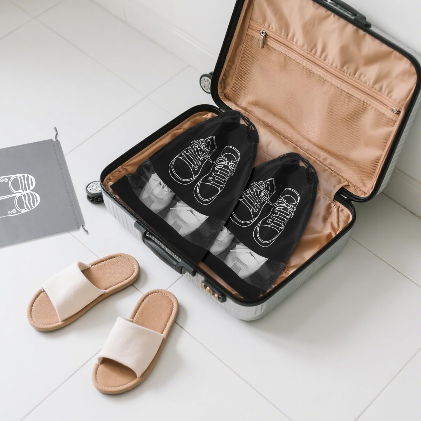 8 sztuk torba na buty, podróżna, z przezroczystym okienkiem, czarny, torba na buty podróżna