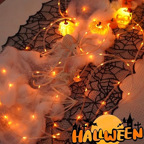 Miniatura 7 de YEGUO Luces solares naranjas de Acción de Gracias, paquete de 2 unidades de 100 luces LED de 33 pies cada una para exteriores, cadena de luces de