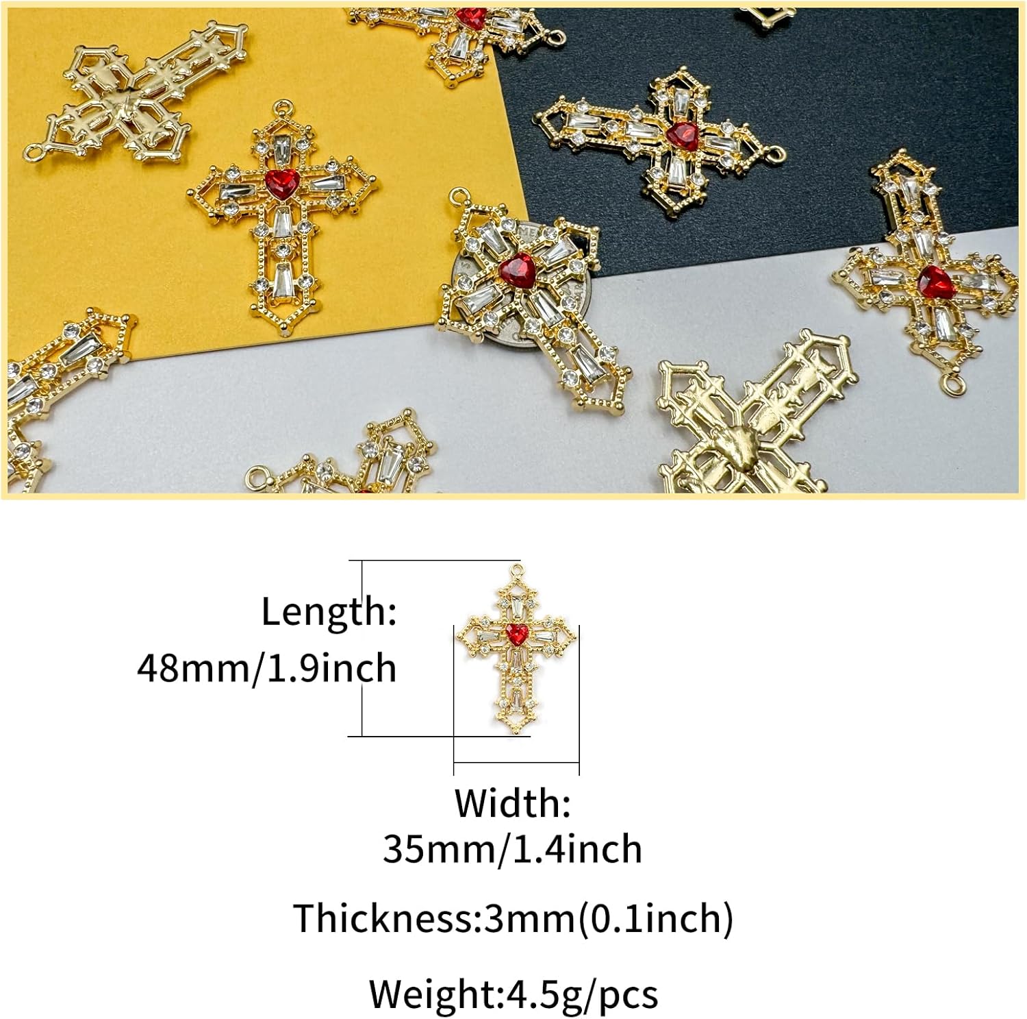 Zirconia Crystal Rhinestone Cross Charms for Jewelry Making Bracelet Necklace Choke Earring Pendant Key Chain Craft Supplies DIY Accessories - Image 3